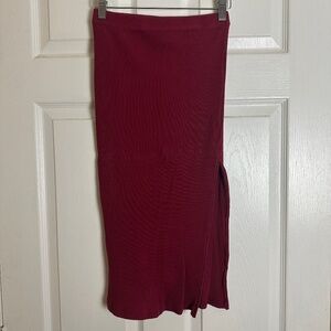 SHEIN Maroon High Waist Maxi Split Skirt Women Size Petite XS